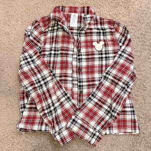 Disney long-sleeve plaid pajama top